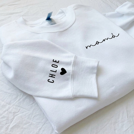 Polerón Personalizado Minimalista “Mamá & Nombre de hijo(s) en manga"