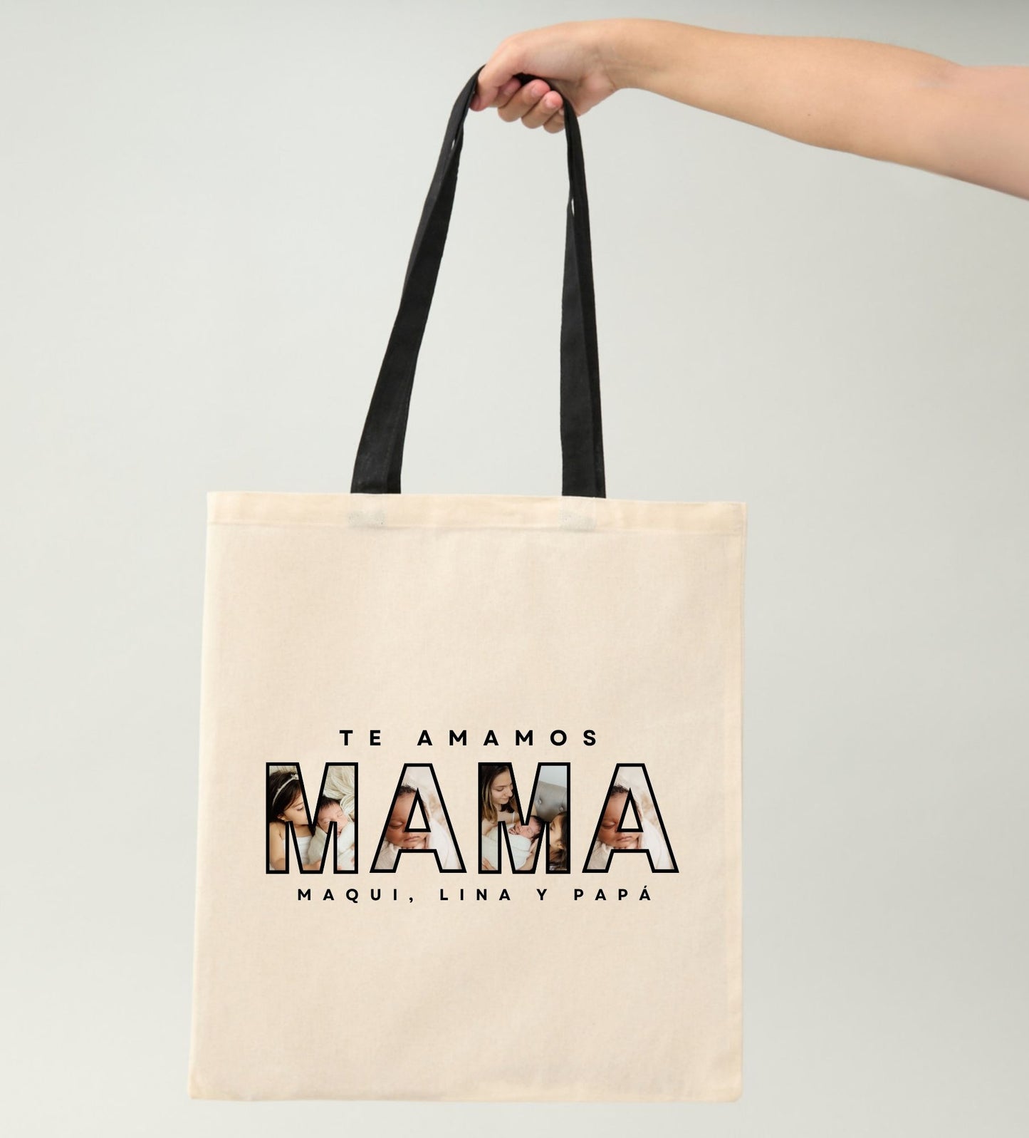 Bolsa Tote Personalizada “Te Amamos Mamá” con Foto