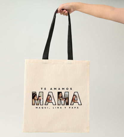 Bolsa Tote Personalizada “Te Amamos Mamá” con Foto