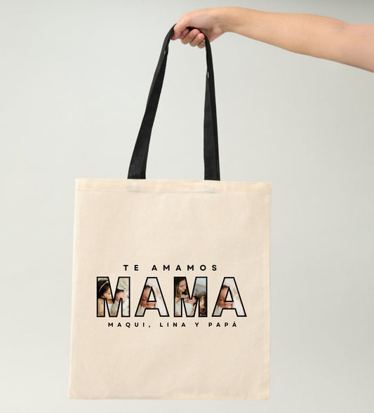 Bolsa Tote Personalizada “Te Amamos Mamá” con Foto