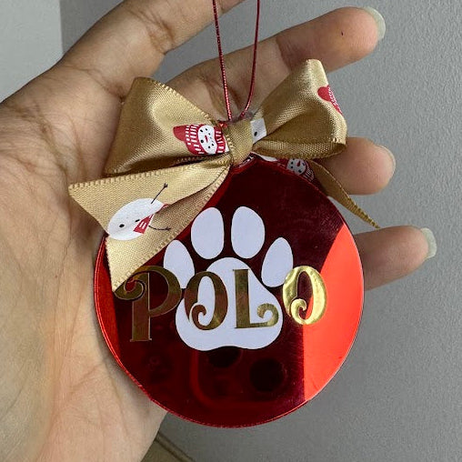 Esfera Navideña Personalizada con Nombre y Huellita