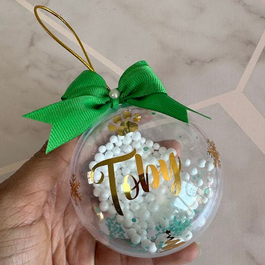 Esfera Navideña con Nombre y Nieve