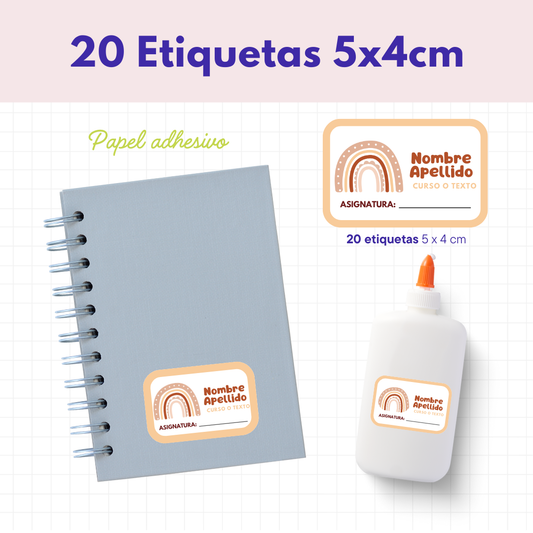 20 Etiquetas 5×4 cm (Papel adhesivo)