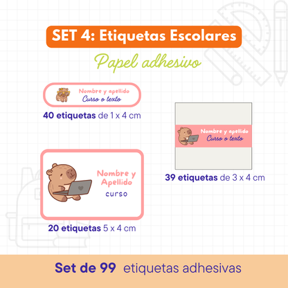 Set 4 de Etiquetas Escolares Personalizadas (99 etiquetas) – Papel Adhesivo