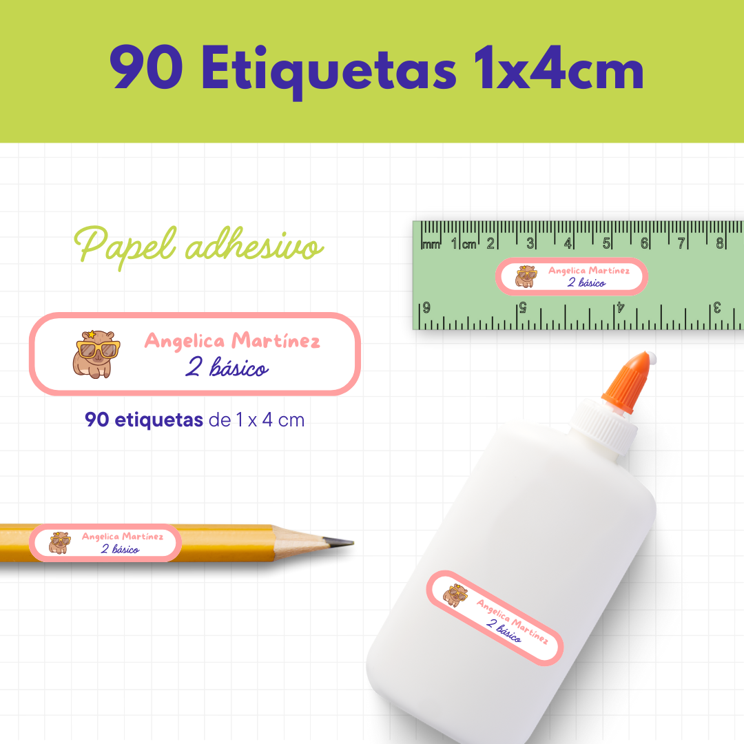 90 Etiquetas 1×4 cm (Papel adhesivo)