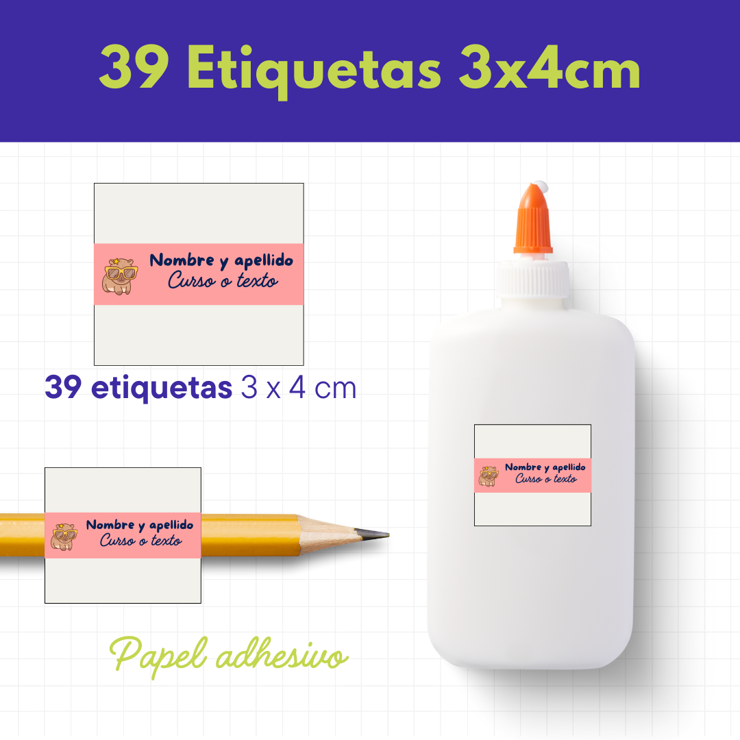 39 Etiquetas 3×4 cm (Papel adhesivo)