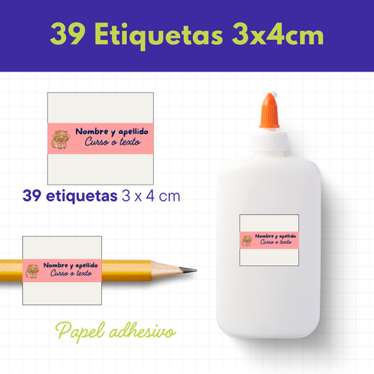 39 Etiquetas 3×4 cm (Papel adhesivo)