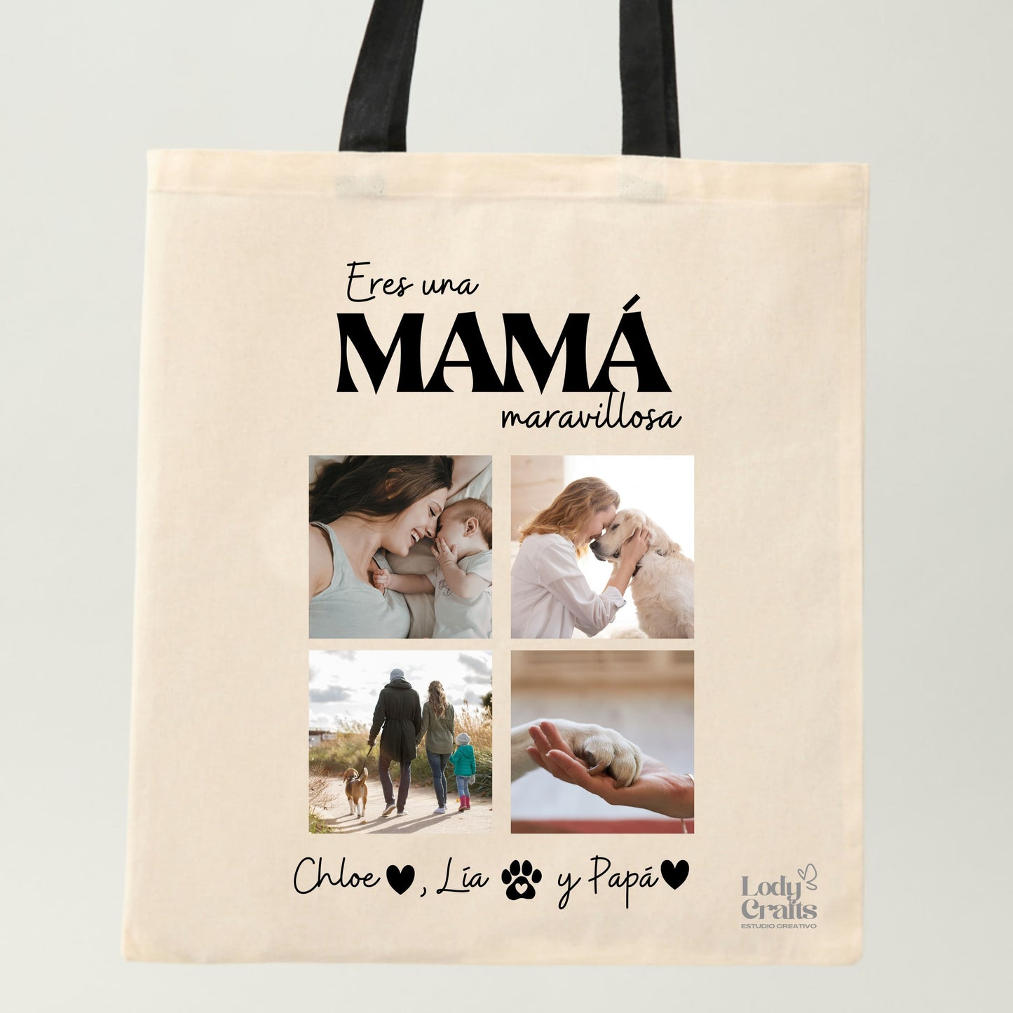 Bolsa Tote Personalizada "eres una mamá maravillosa"