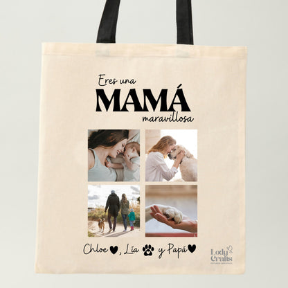 Bolsa Tote Personalizada "eres una mamá maravillosa"