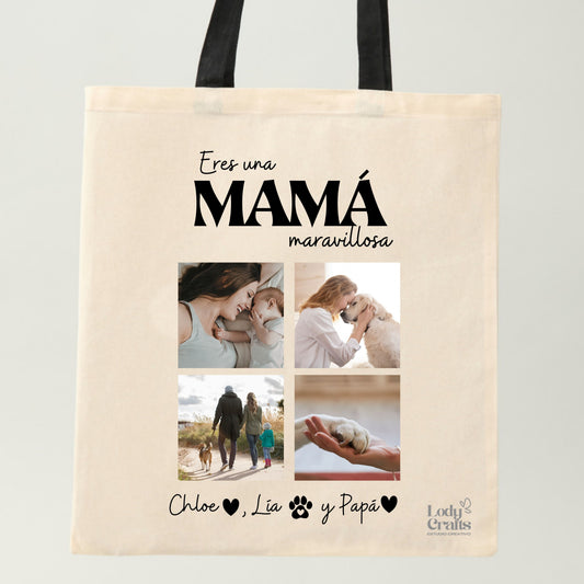 Bolsa Tote Personalizada "eres una mamá maravillosa"